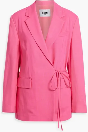Msgm Tie-front woven blazer - Pink - IT 40