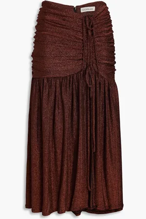 Nicholas Ruched metallic jersey midi skirt - Metallic - US 0