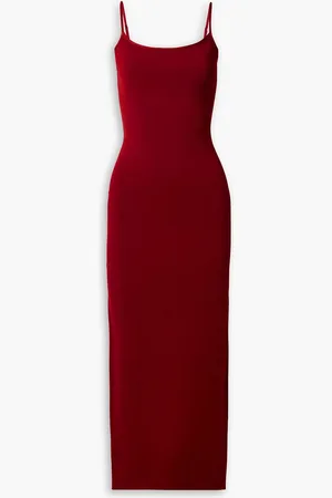 GALVAN Bella stretch-knit midi dress - Burgundy - L