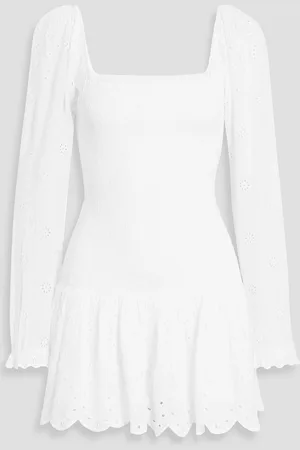 LOVESHACKFANCY Jayce shirred broderie anglaise mini dress - - L