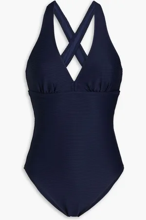 Heidi Klein Ribbed underwired swimsuit - Blue - XS