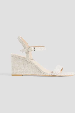 Stuart Weitzman Dancer 75 leather canvas sandals - White - EU 37.5