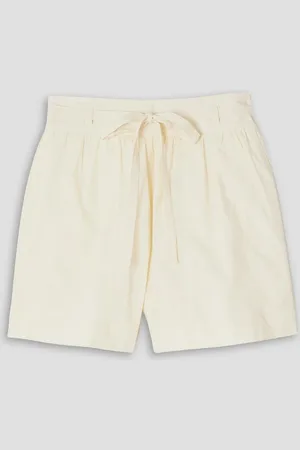 ULLA JOHNSON Anela belted cotton-poplin shorts - White - US 0