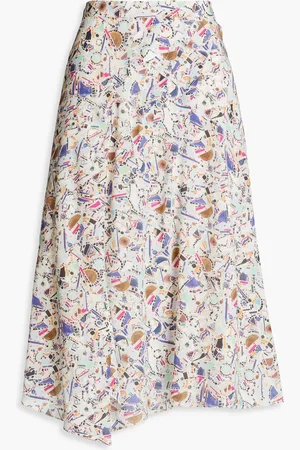 Isabel Marant Cacia asymmetric silk-blend crepe de chine midi skirt - Blue - FR 40