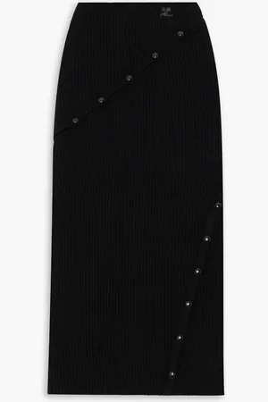 Courrèges Snap-detailed ribbed-knit midi skirt - - XS