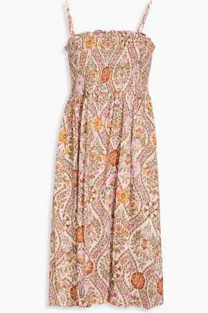 Derek Lam Madani shirred printed linen-blend dress - Neutral - US 2