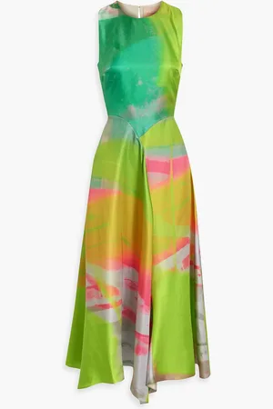 Roksanda Zenobia printed silk-satin midi dress - Green - UK 10