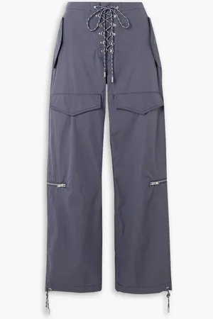 DION LEE Lace-up cotton-blend twill wide-leg pants - - UK 6