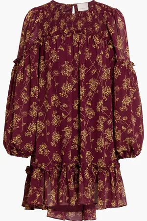 Cinq A Sept Zola shirred floral-print crepe de chine mini dress - Purple - US 0