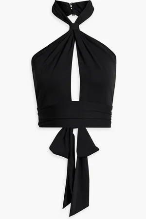 Nicholas Cropped cutout crepe halterneck top - - US 10