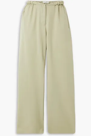 CHRISTOPHER ESBER Contorta ruched wool-blend gabardine wide-leg pants - Green - UK 12
