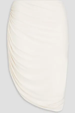 Norma Kamali Diana aymmetric ruched stretch-jersey skirt - White - M