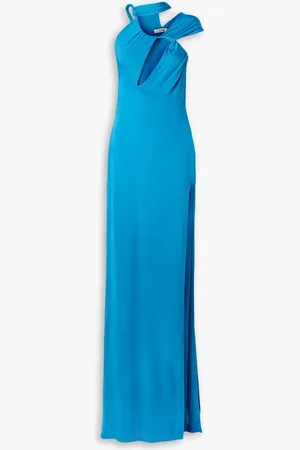 ET OCHS One-shoulder cutout ruched stretch-jersey gown - Blue - US 10
