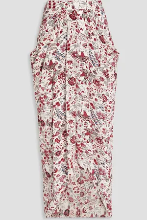 Isabel Marant Ginkinali pleated floral-print silk crepe de chine midi skirt - White - FR 36
