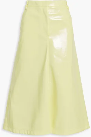 tibi Faux patent-leather midi skirt - Yellow - US 0