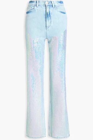 Wandler Rose sequined high-rise straight-leg jeans - Blue - 26