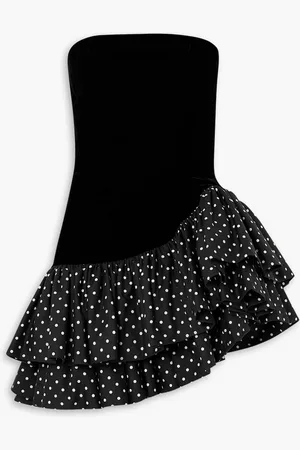 ALEXANDRE VAUTHIER Stapless cotton-velvet and polka-dot taffeta mini dress - - FR 38