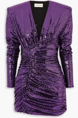 ALEXANDRE VAUTHIER Ruched sequined stretch-jersey mini dress - Purple - FR 34