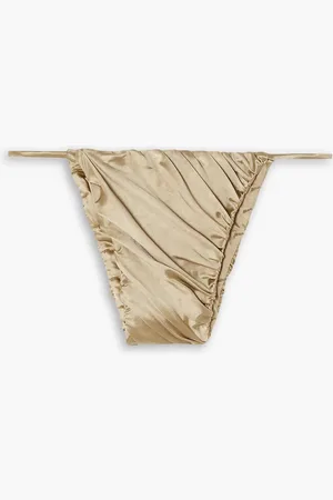 Isa Boulder Flash ruched stretch-satin low-rise bikini briefs - Metallic - L