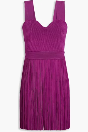Hervé Léger Fringed stretch-knit mini dress - - S