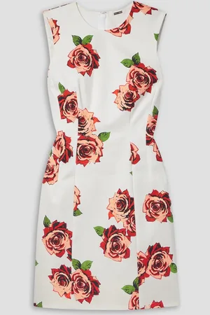 ADAM LIPPES Floral-print cotton-blend twill mini dress - White - US 14