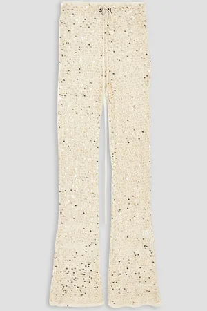Retrofete Brendie sequined crocheted flared pants - White - M/L