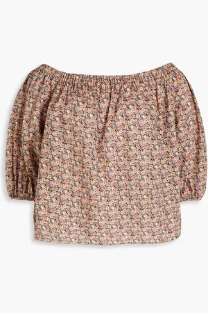 Bash Fustave off-the-shoulder floral-print cotton-poplin shirt - Pink - 1