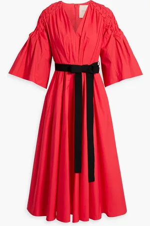 Roksanda Electra woven cotton-poplin midi dress - Orange - UK 4