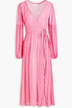 LOVESHACKFANCY Bevelyn polka-dot chiffon midi wrap dress - - US 0