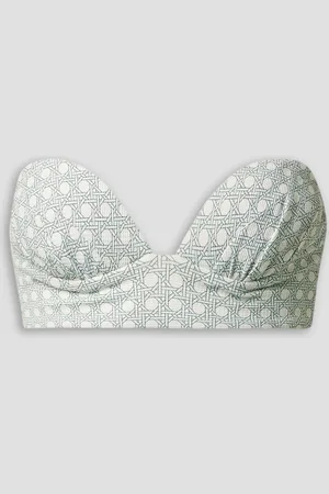 Marysia Bambole reversible printed seersucker bandeau bikini top - - XL