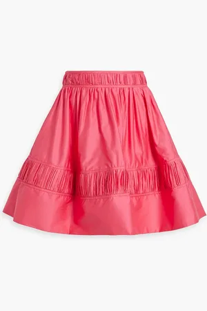 AJE Calder pintucked cotton-poplin mini skirt - Orange - UK 14