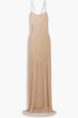 LOVESHACKFANCY Calvert crystal-embellished mesh maxi dress - Pink - US 10