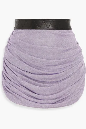 Khaite Dratton draped metallic tulle mini skirt - Purple - US 4