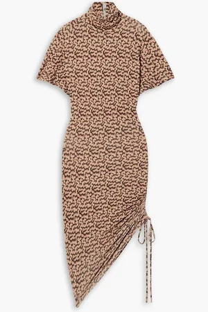 Marant Etoile Lya asymmetric ruched printed stretch-crepe mini dress - Pink - FR 42