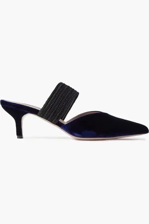 MALONE SOULIERS Maisie 45 cord-trimmed velvet mules - Blue - EU 36