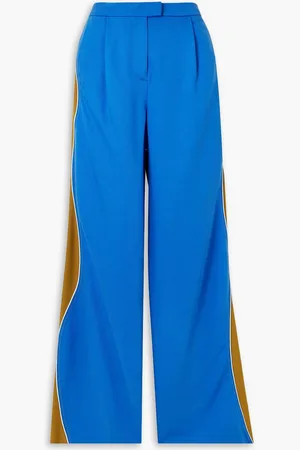 Ahluwalia Lagos jersey-trimmed Lyocell-twill wide-leg pants - Blue - UK 8