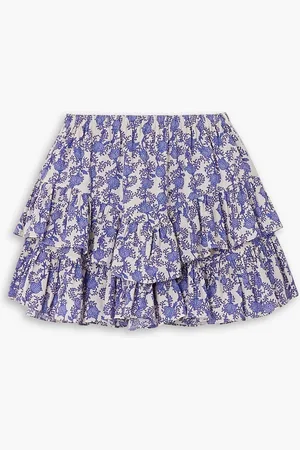 Marant Etoile Jocadia tiered printed cotton shorts - Blue - FR 40