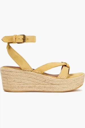 Bash Candella knotted suede espadrille wedge sandals - Yellow - EU 40