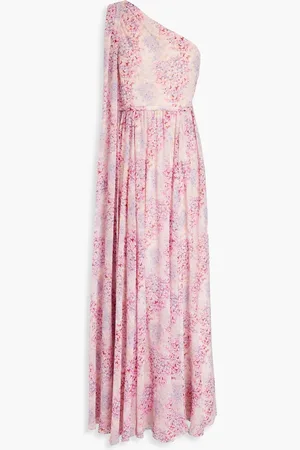 MIKAEL AGHAL One-shoulder floral-print chiffon maxi dress - Pink - US 10