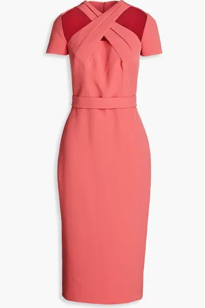 Safiyaa Cressida belted cutout crepe midi dress - Orange - FR 48