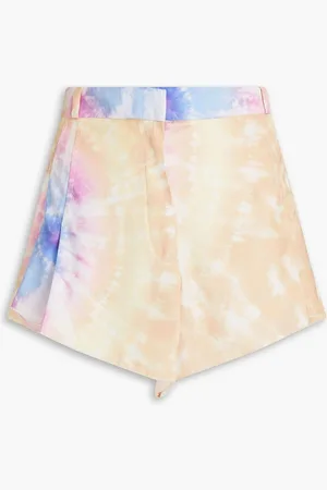 Paco rabanne Pleated tie-dyed satin shorts - Orange - FR 36