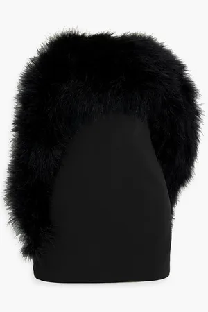 16Arlington Blaise strapless feather-embellished crepe mini dress - - UK 10
