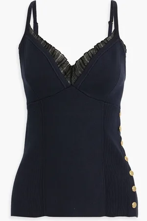 3.1 Phillip Lim Button-detailed ribbed-knit camisole - Blue - S