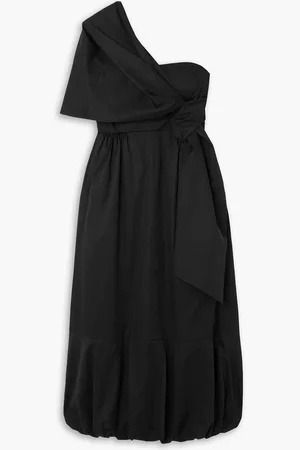 tibi One-shoulder draped cotton-poplin midi dress - - US 0