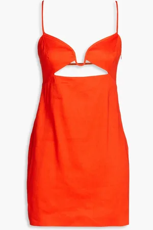 GAUGE81 Cutout linen-blend twill mini dress - Red - XL