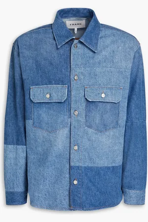 Frame Paneled denim shirt - Blue - XS