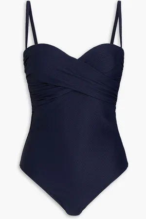 Heidi Klein Corsica stretch-piqué bandeau swimsuit - Blue - XS