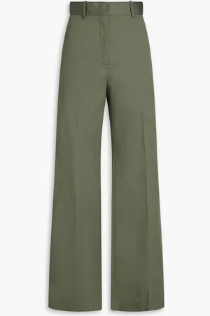 Another Tomorrow Cotton-blend twill wide-leg pants - Green - IT 38