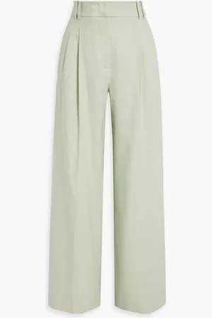 Another Tomorrow Linen wide-leg pants - Green - IT 36