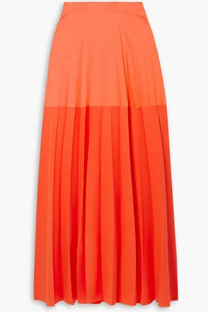 Christopher John Rogers Pleated two-tone wool-blend maxi skirt - - US 0